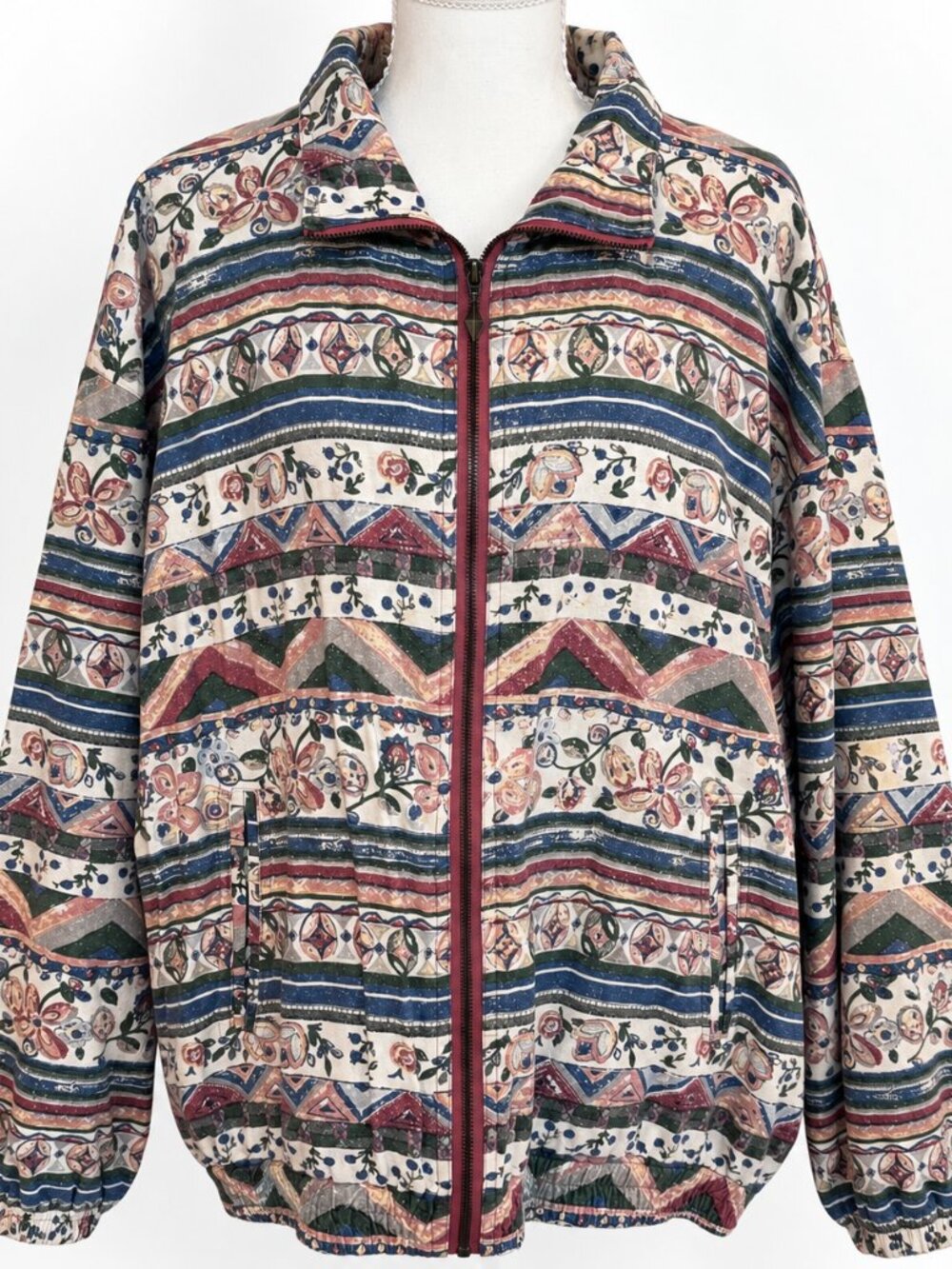 Vintage Casual Corner 100% Silk Floral Tapestry Jacket XL 90s